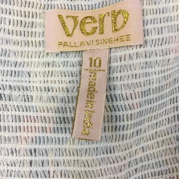 Verb Pallavi Singhee Anthropologie Dress Sequin Paisley Floral In Blue.. Size 10 - Picture 13 of 16